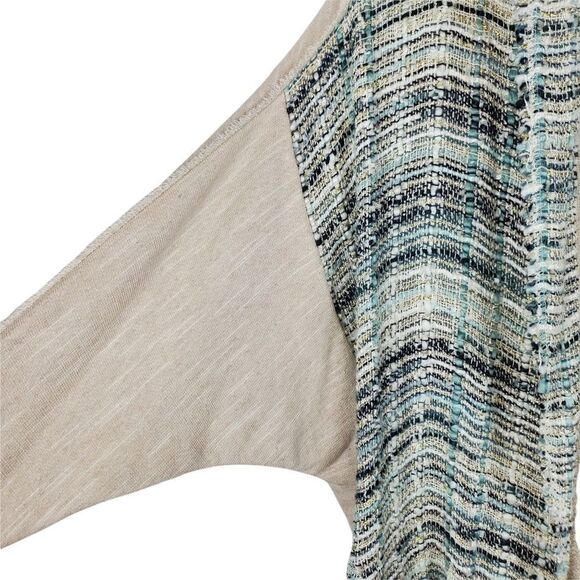 DOLAN Left Coast Open Front Tweed Drape Cardigan Sweater Heathered Raw Hem Fray - Picture 5 of 7